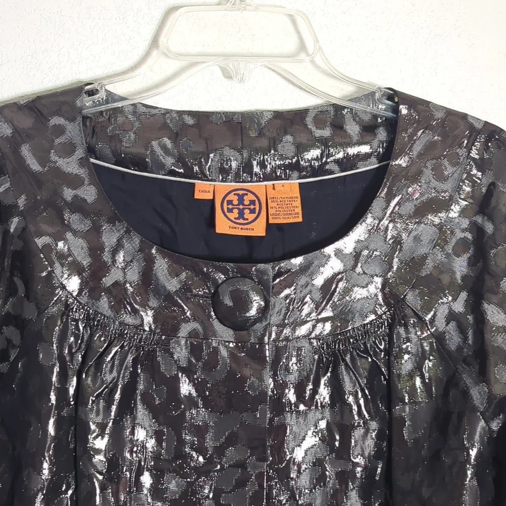 Tory Burch Womens Silk Blazer Jacket Leopard Print‎ Cropped Special Occasion 8